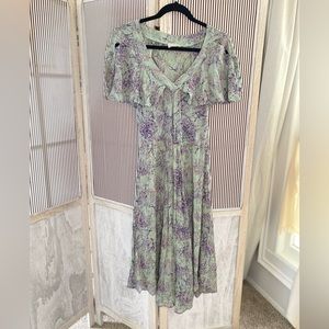 ADORABLE TEAL FLORAL TEA DRESS